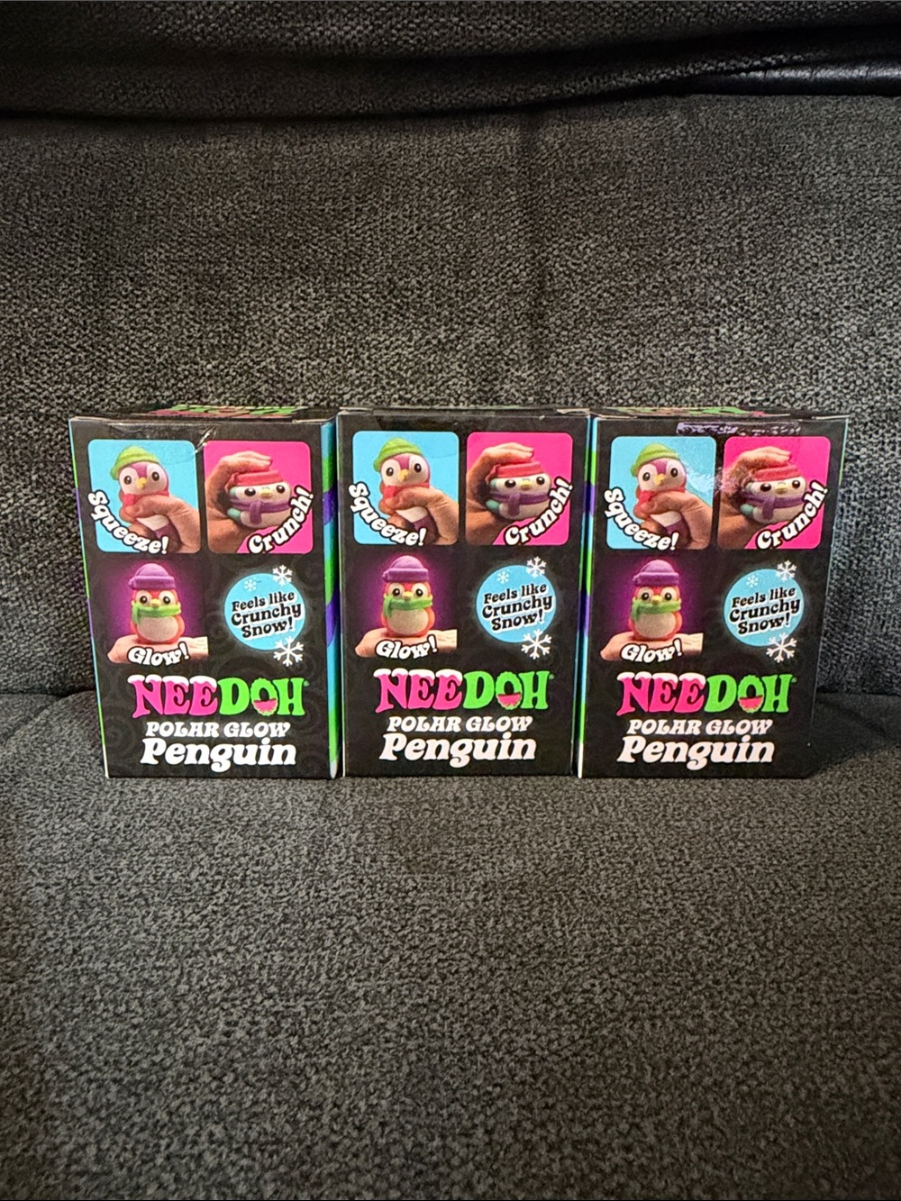 NeeDoh Squishmas ULTRA RARE Polar Glow Penguin Squishy Toy-Set of 3 - Picture 6 of 9